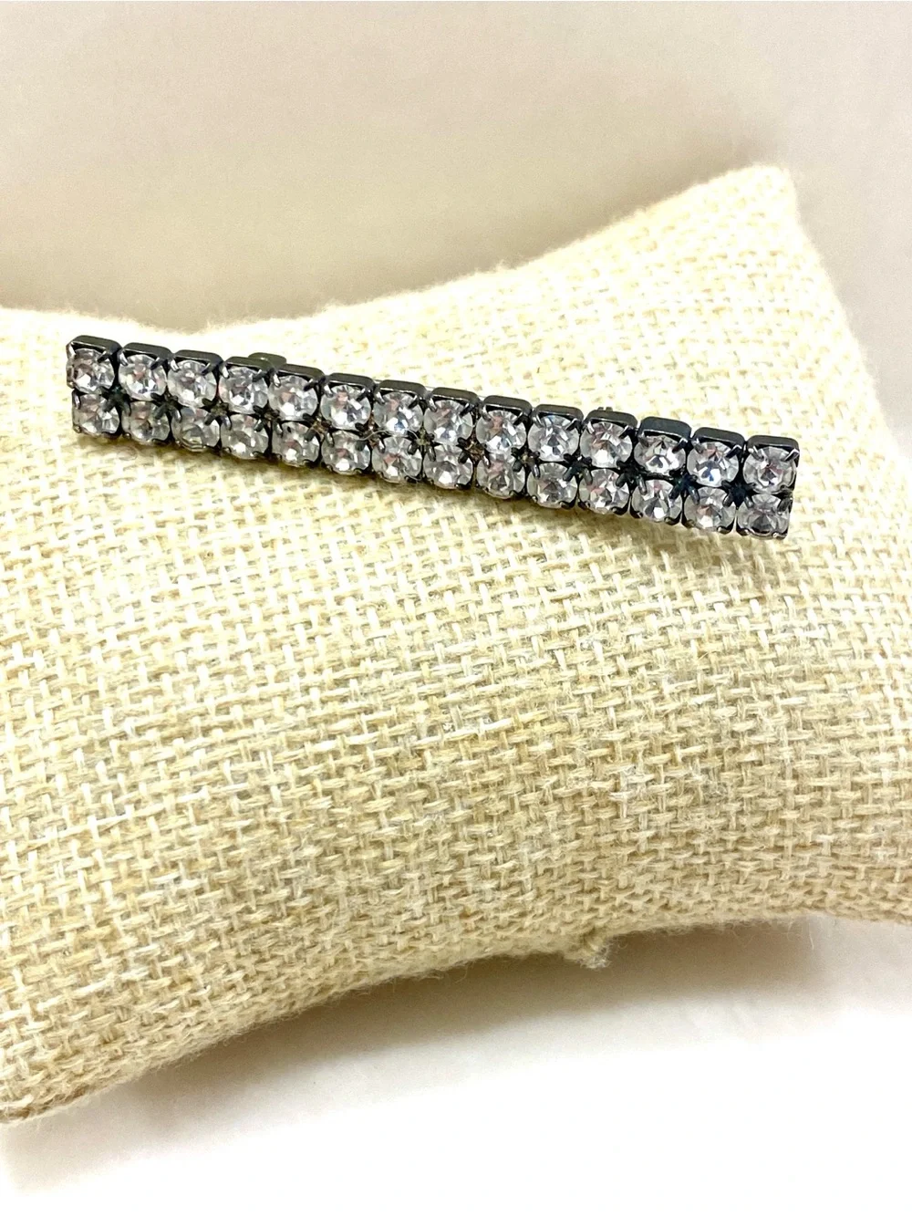 Vintage Clear Crystal Double-Row Bar Hair Clip